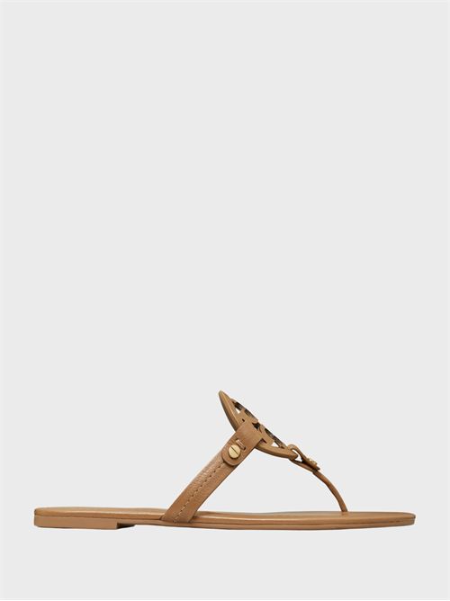 Leather sandal with laser-cut logo and studs TORY BURCH | 151169201